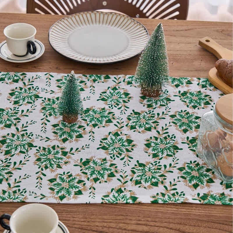 Christmas Floral Edelweiss Table Runner