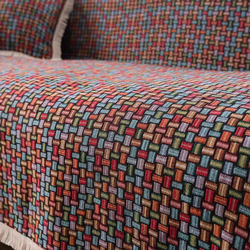 Colorful Geometric Knot Sofa Throw Blanket