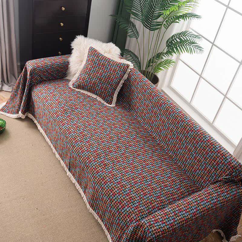 Colorful Geometric Knot Sofa Throw Blanket