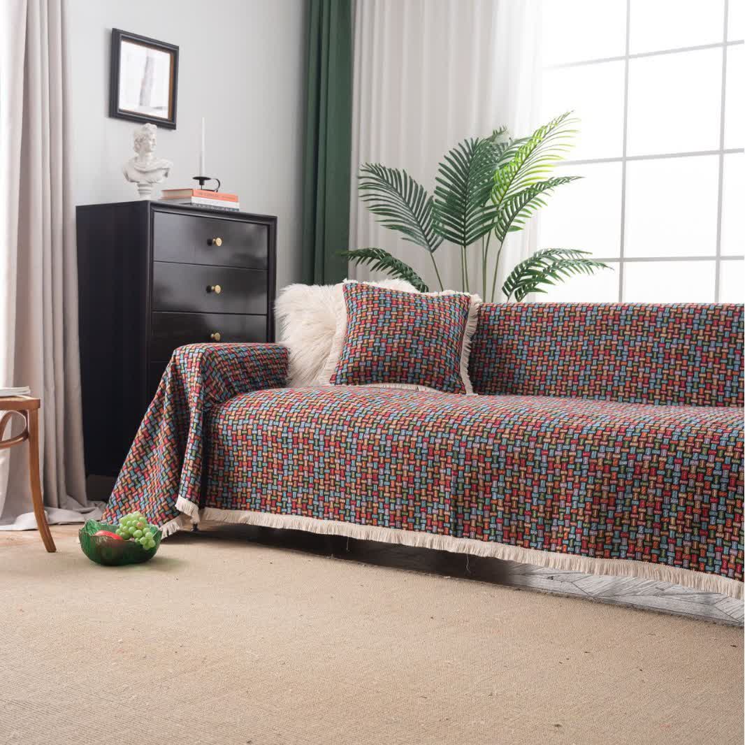 Colorful Geometric Knot Sofa Throw Blanket