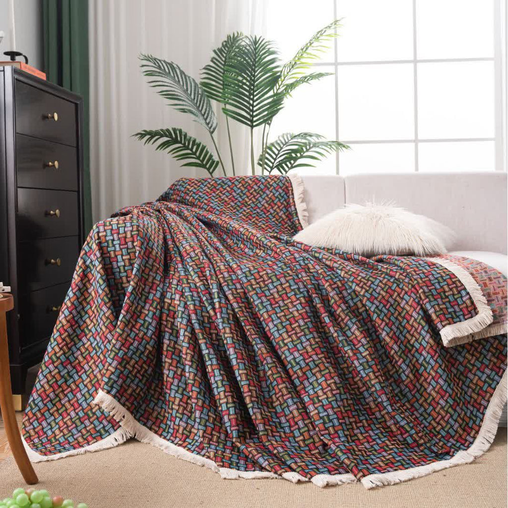 Colorful Geometric Knot Sofa Throw Blanket