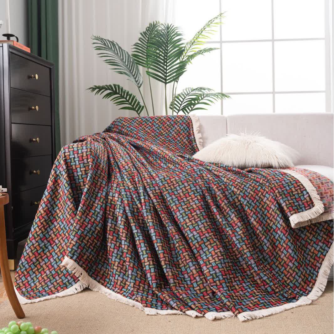 Colorful Geometric Knot Sofa Throw Blanket