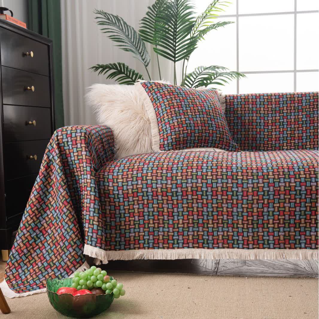 Colorful Geometric Knot Sofa Throw Blanket