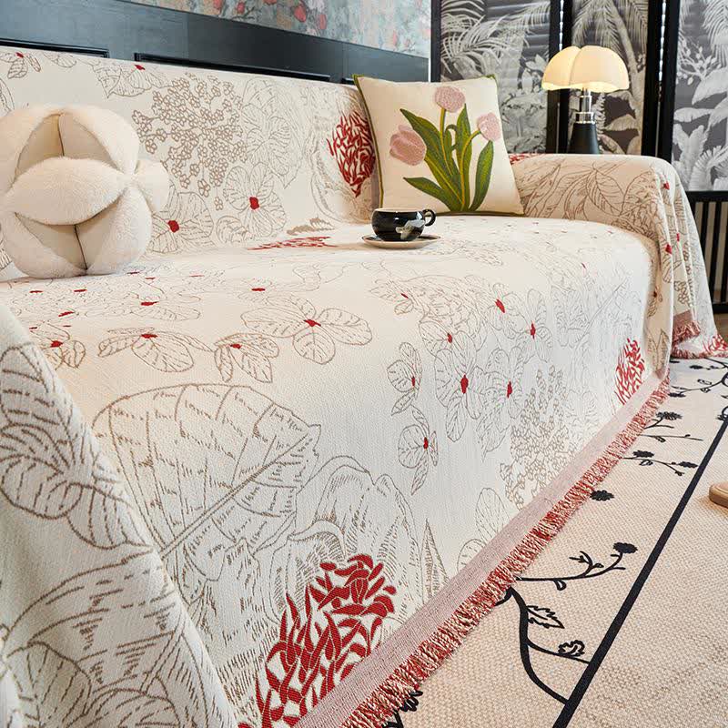 Rustic Floral Reversible Sofa Throw Blanket