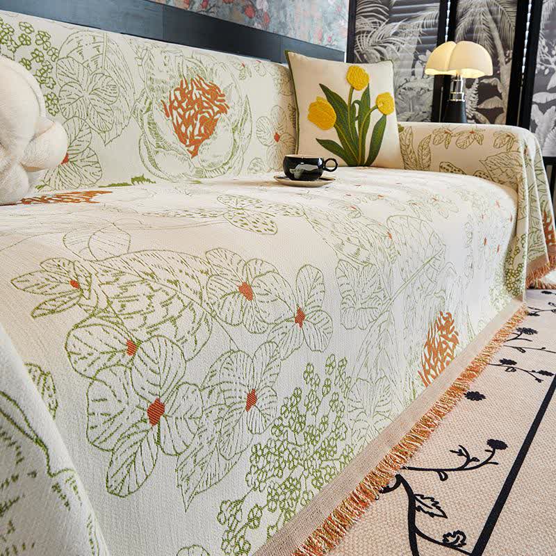 Rustic Floral Reversible Sofa Throw Blanket