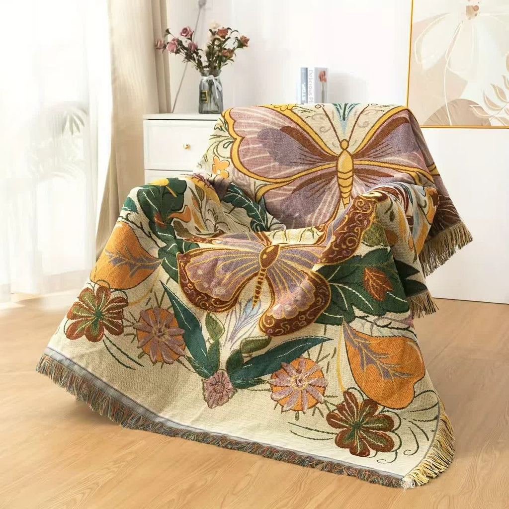 Colorful Floral Blossom Sofa Throw Blanket