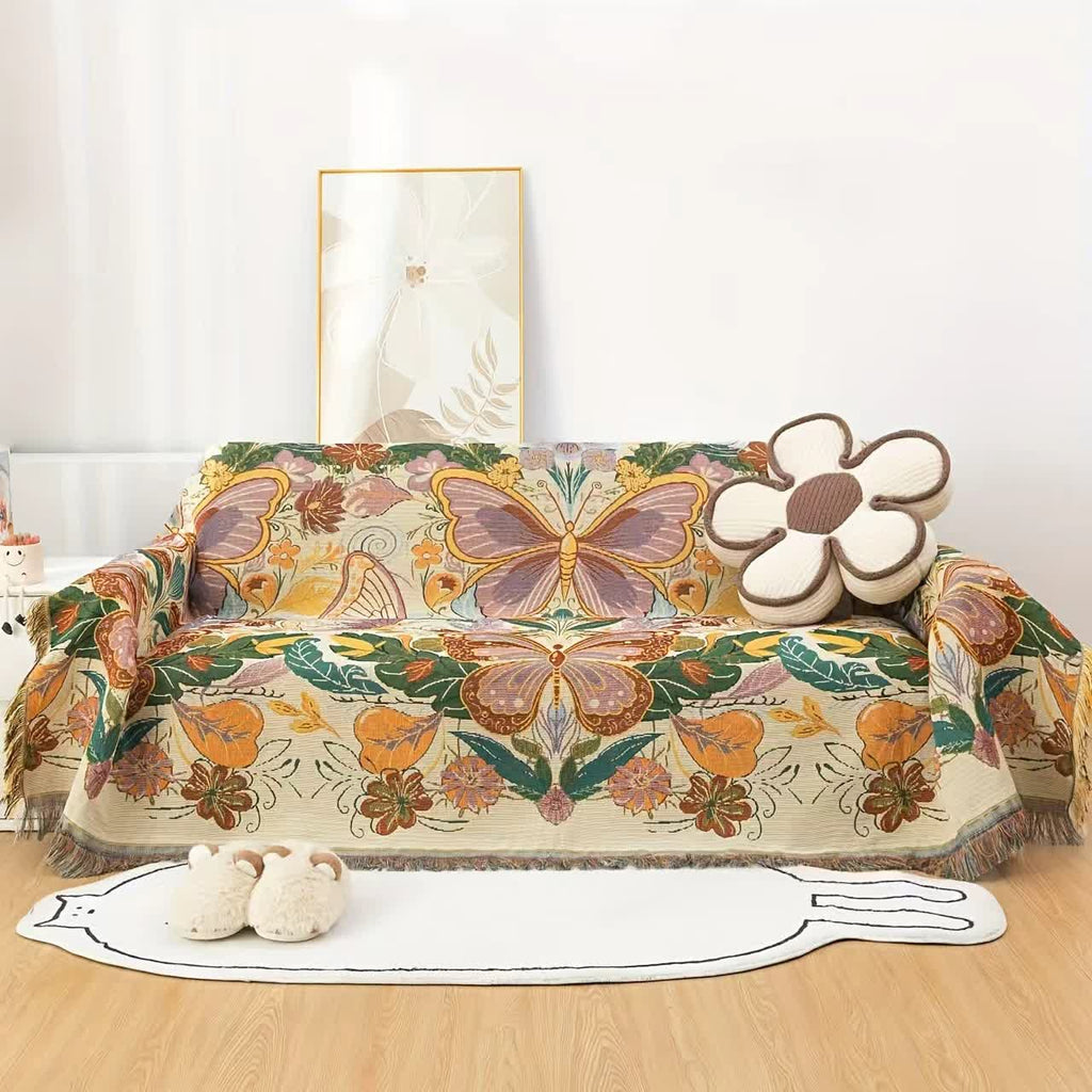 Colorful Floral Blossom Sofa Throw Blanket