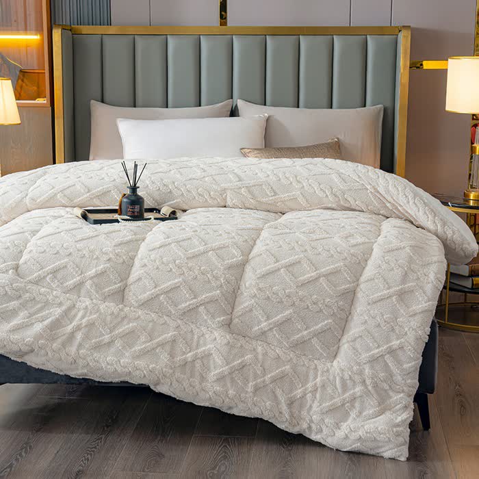 Luxury Diamond Embossed Sherpa Throw Blanket