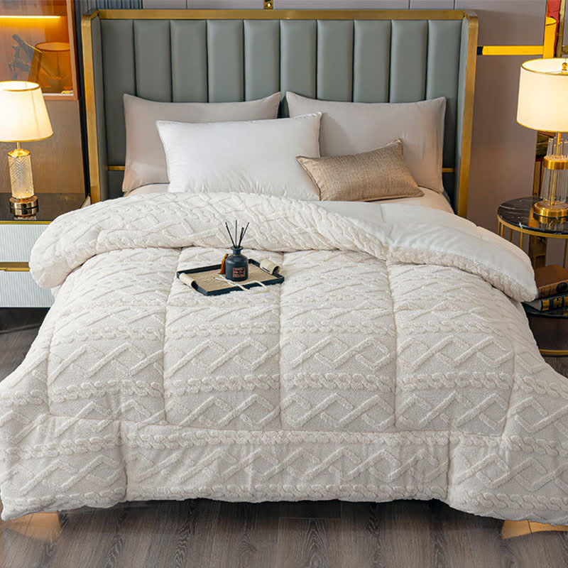 Luxury Diamond Embossed Sherpa Throw Blanket