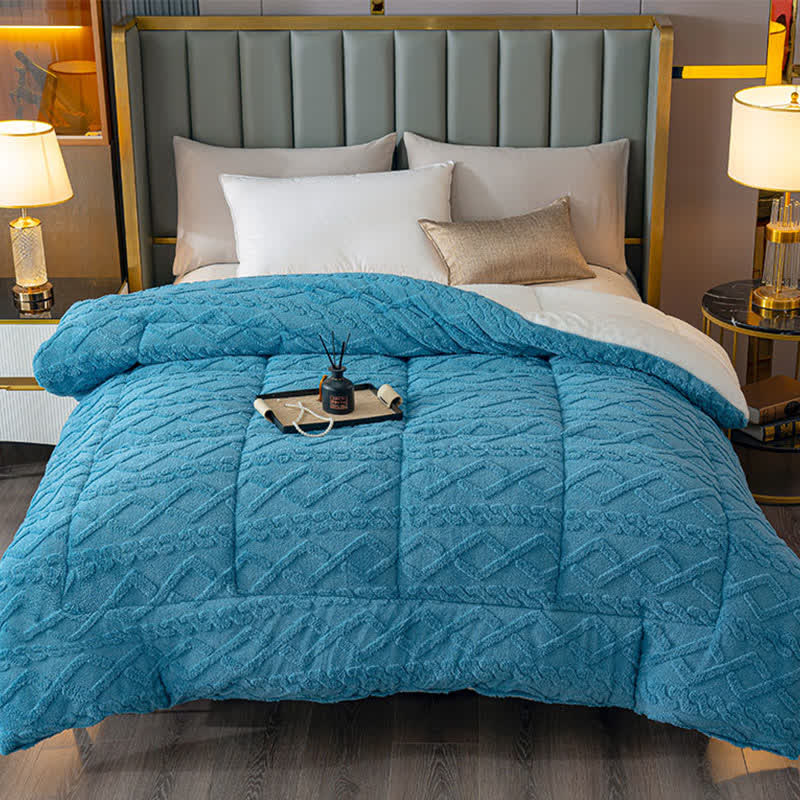 Luxury Diamond Embossed Sherpa Throw Blanket