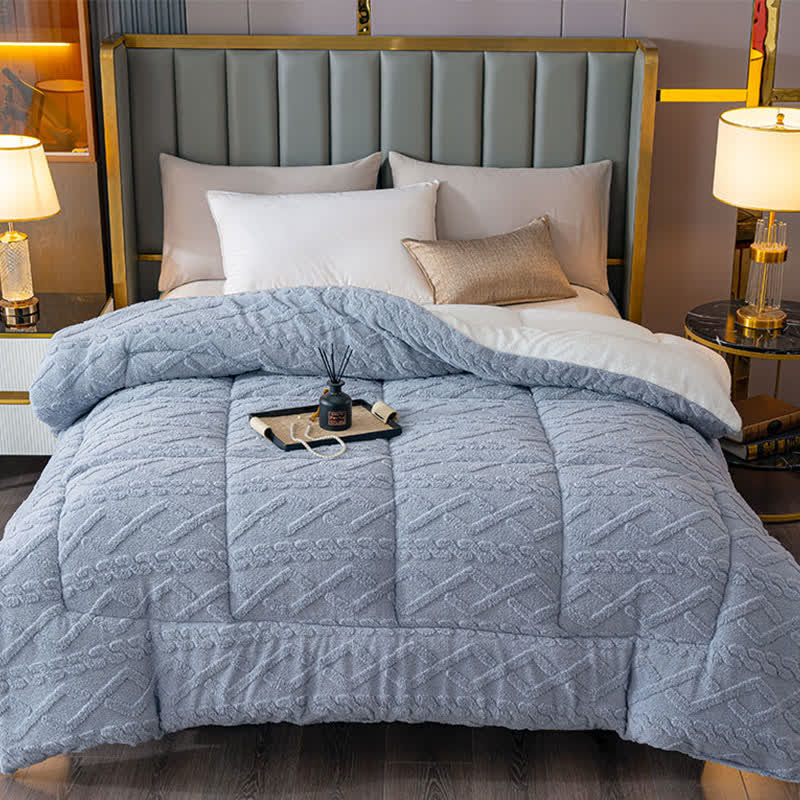 Luxury Diamond Embossed Sherpa Throw Blanket