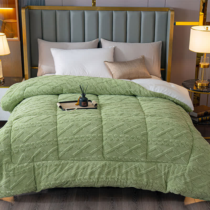 Luxury Diamond Embossed Sherpa Throw Blanket