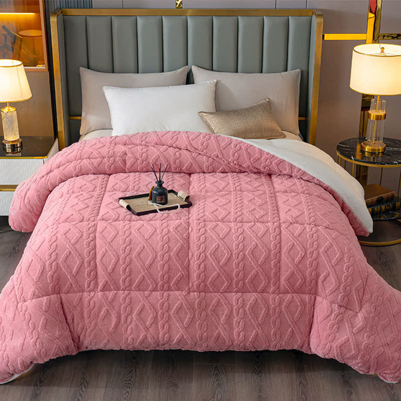 Luxury Diamond Embossed Sherpa Throw Blanket