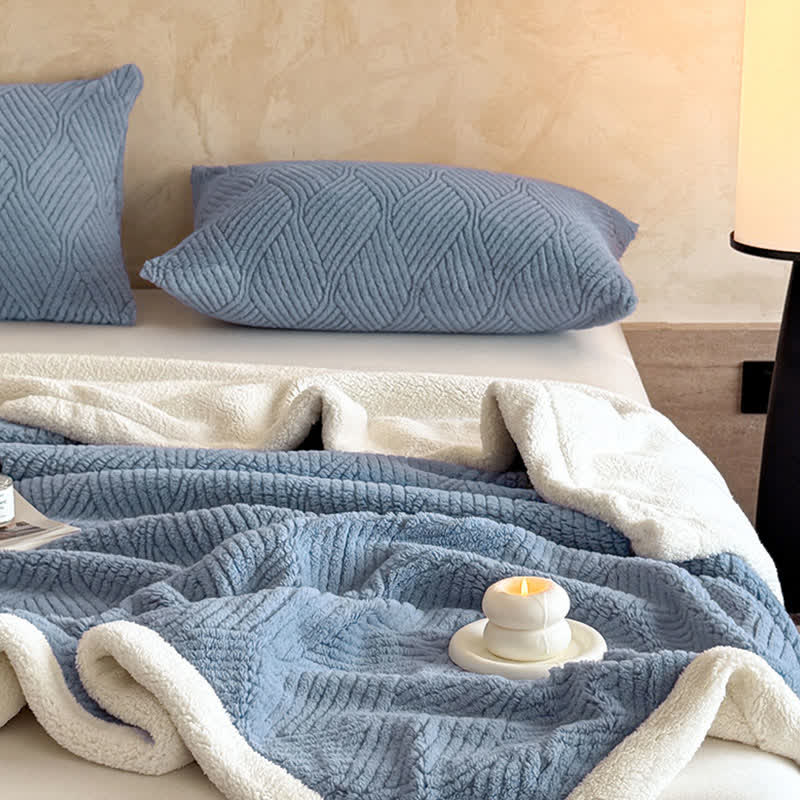 Reversible Warm Sherpa Throw Blanket