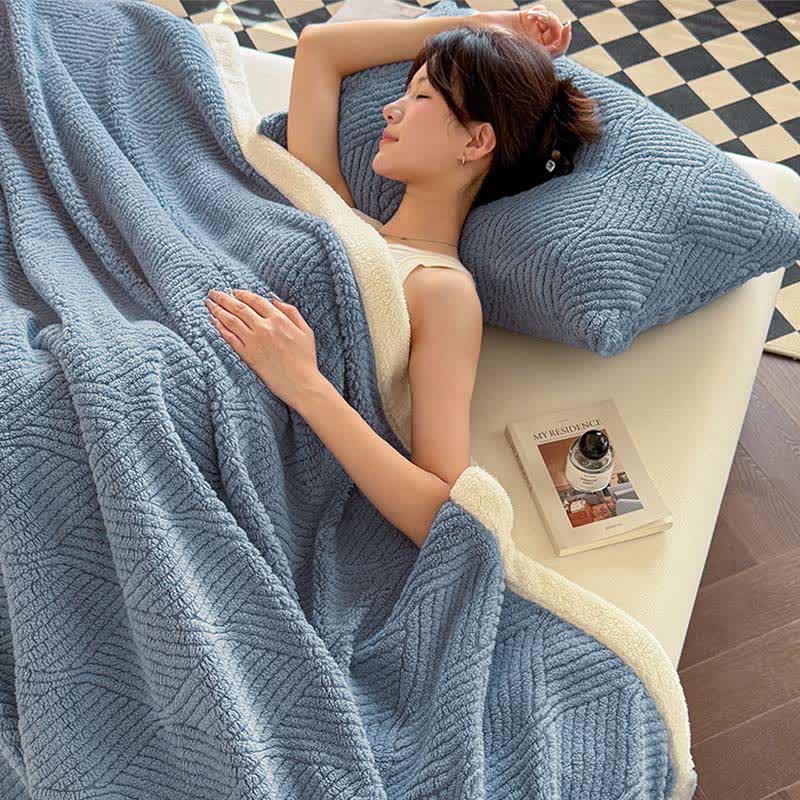 Reversible Warm Sherpa Throw Blanket