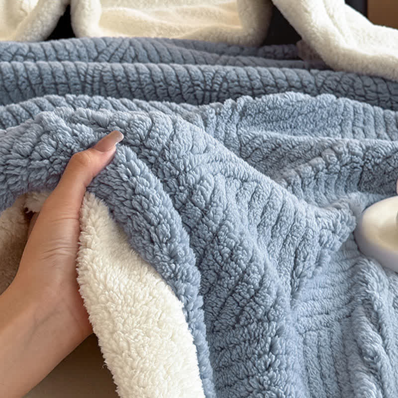 Reversible Warm Sherpa Throw Blanket