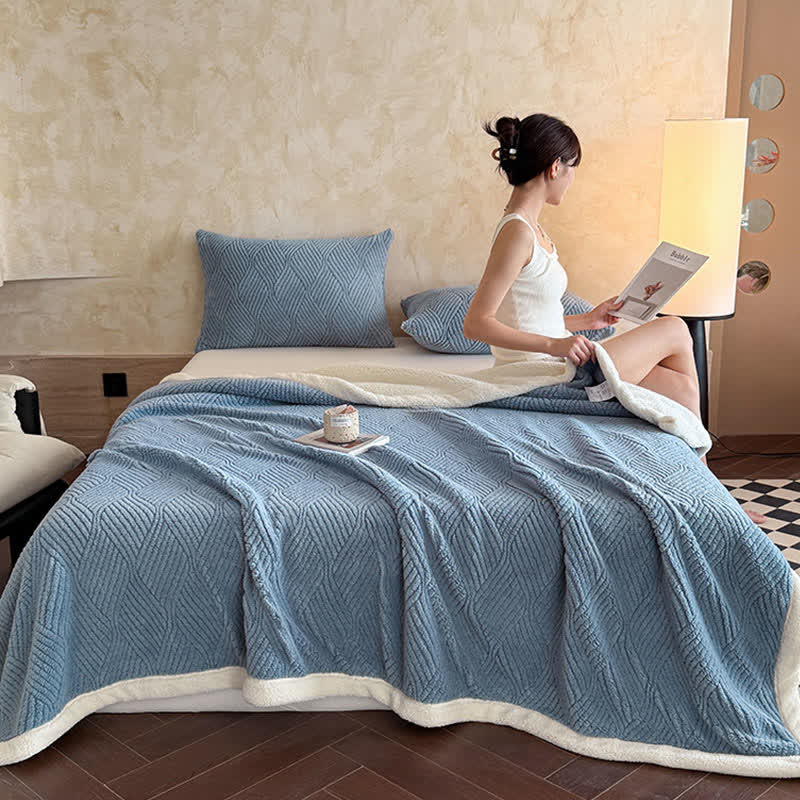 Reversible Warm Sherpa Throw Blanket