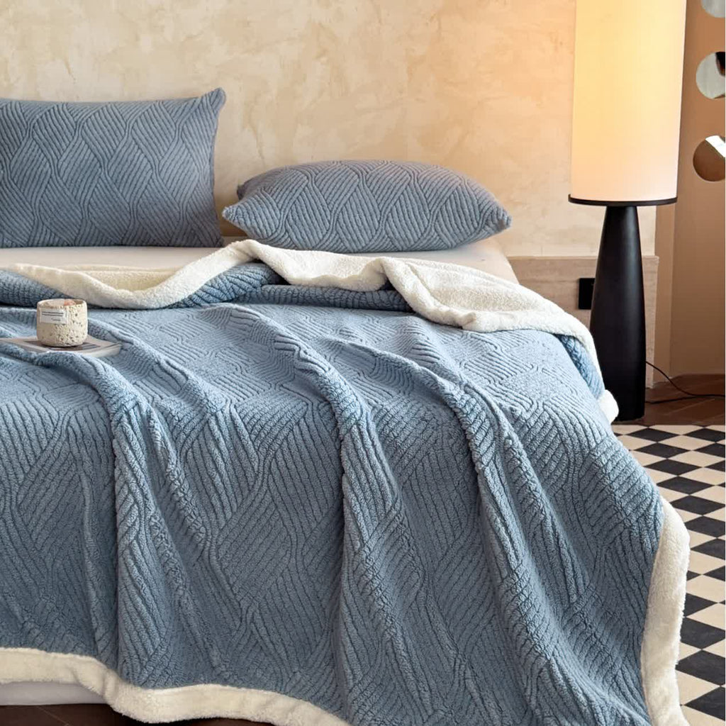 Reversible Warm Sherpa Throw Blanket