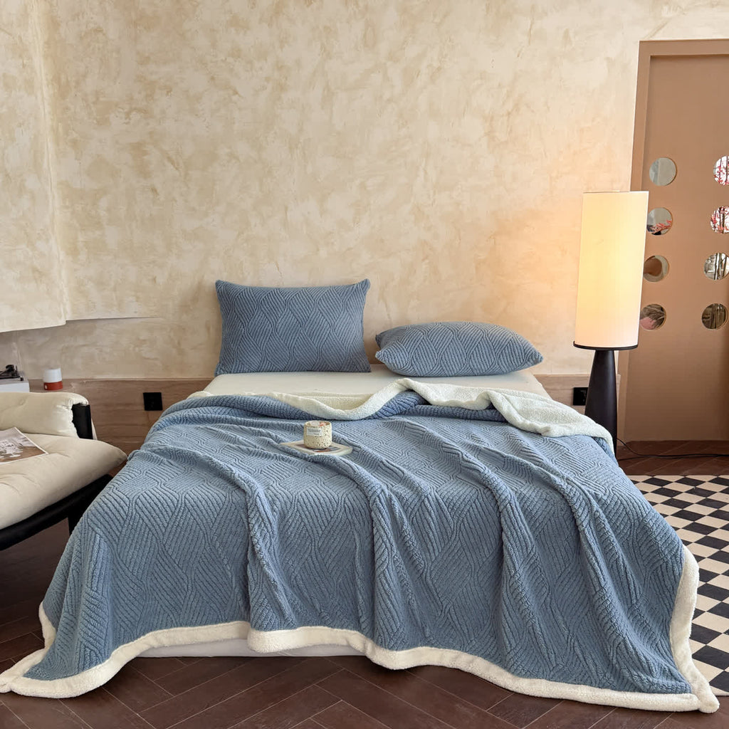 Reversible Warm Sherpa Throw Blanket