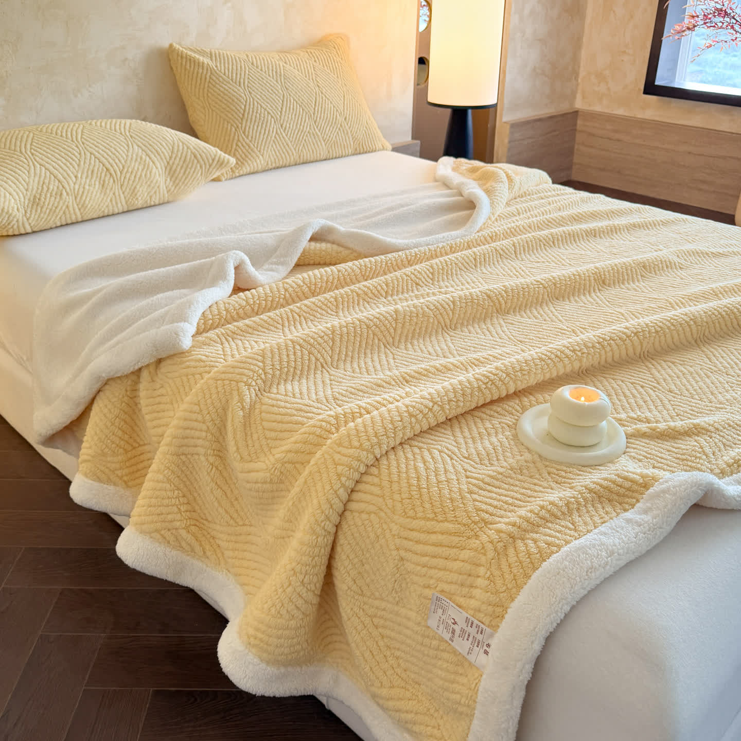 Reversible Warm Sherpa Throw Blanket