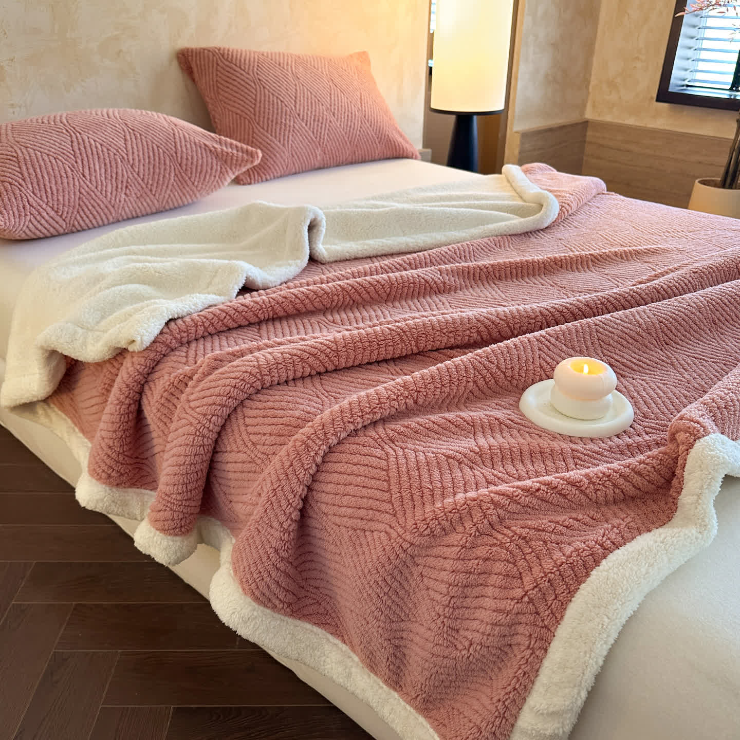 Reversible Warm Sherpa Throw Blanket