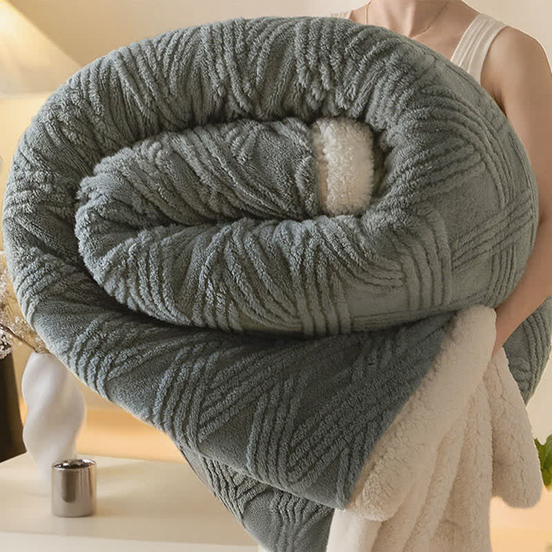 Striped Diamond Textured Warm Throw Blanket