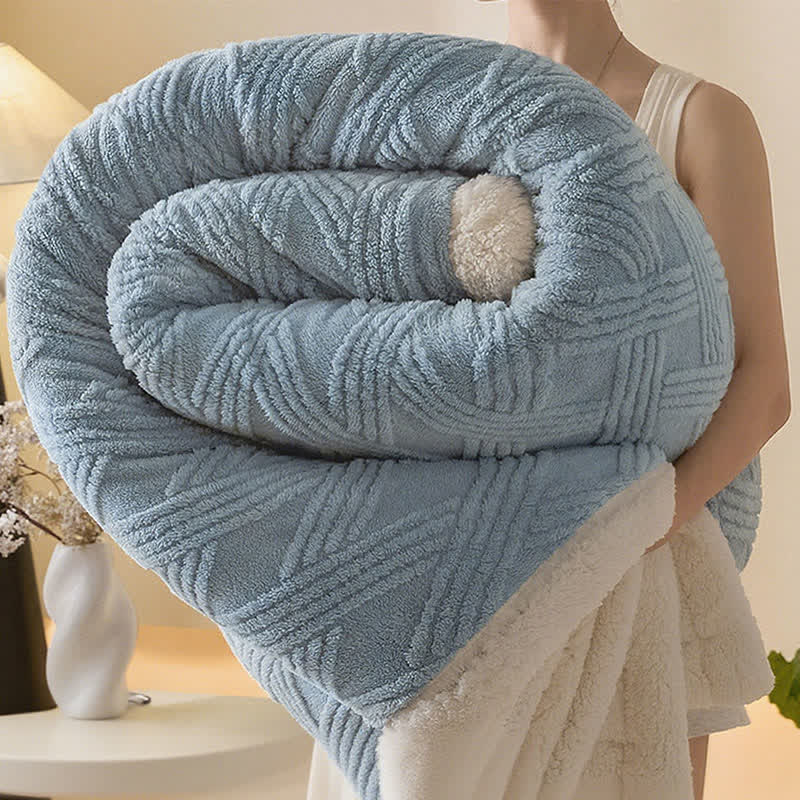 Striped Diamond Textured Warm Throw Blanket