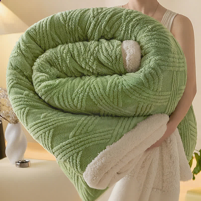 Striped Diamond Textured Warm Throw Blanket