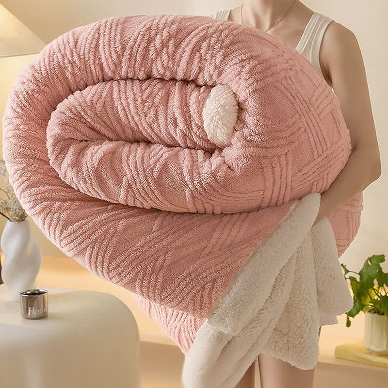 Striped Diamond Textured Warm Throw Blanket