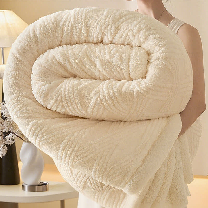 Striped Diamond Textured Warm Throw Blanket