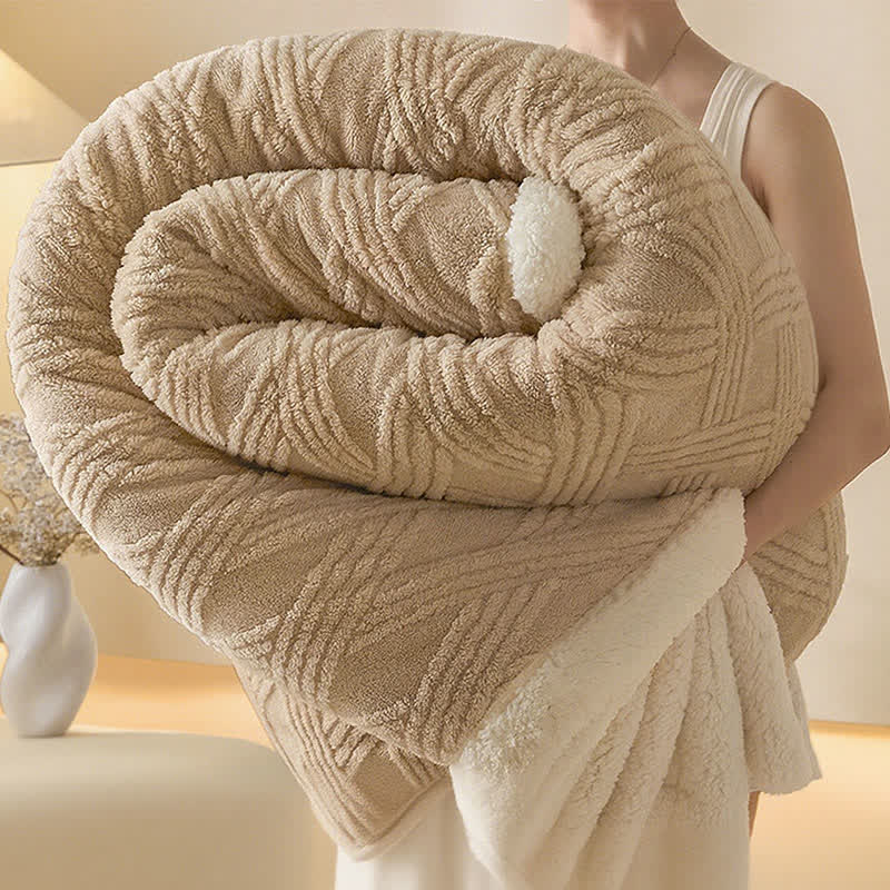 Striped Diamond Textured Warm Throw Blanket