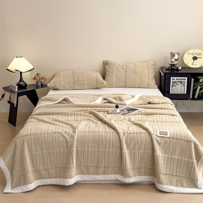 Luxe Striped Textured Warm Throw Blanket