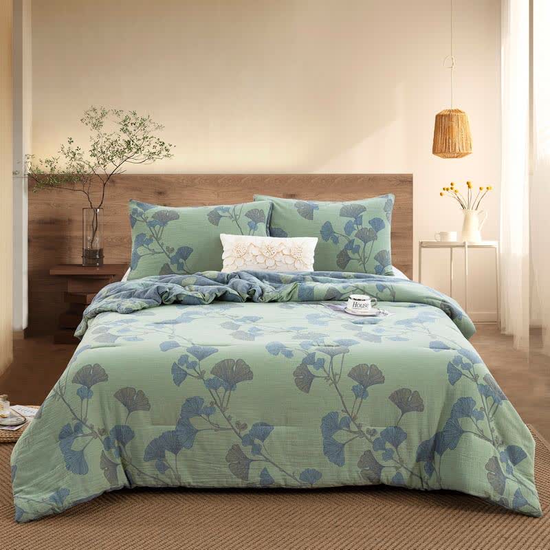 Ginkgo Leaf Cotton Gauze Reversible Bedding