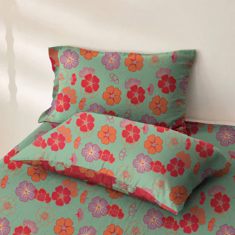 Plum Blossom Organic Cotton Sheet Bedspread