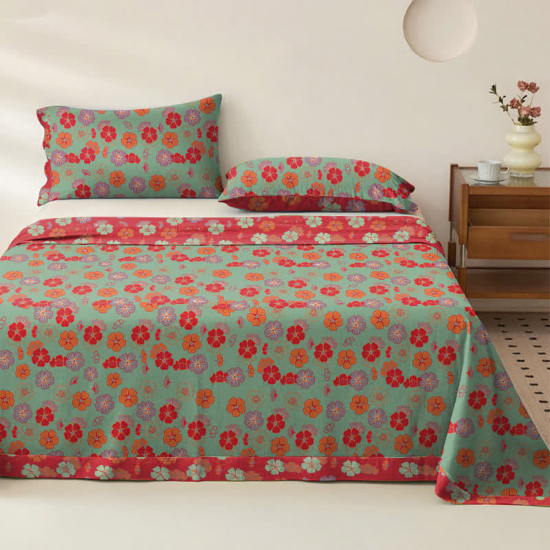Plum Blossom Organic Cotton Sheet Bedspread