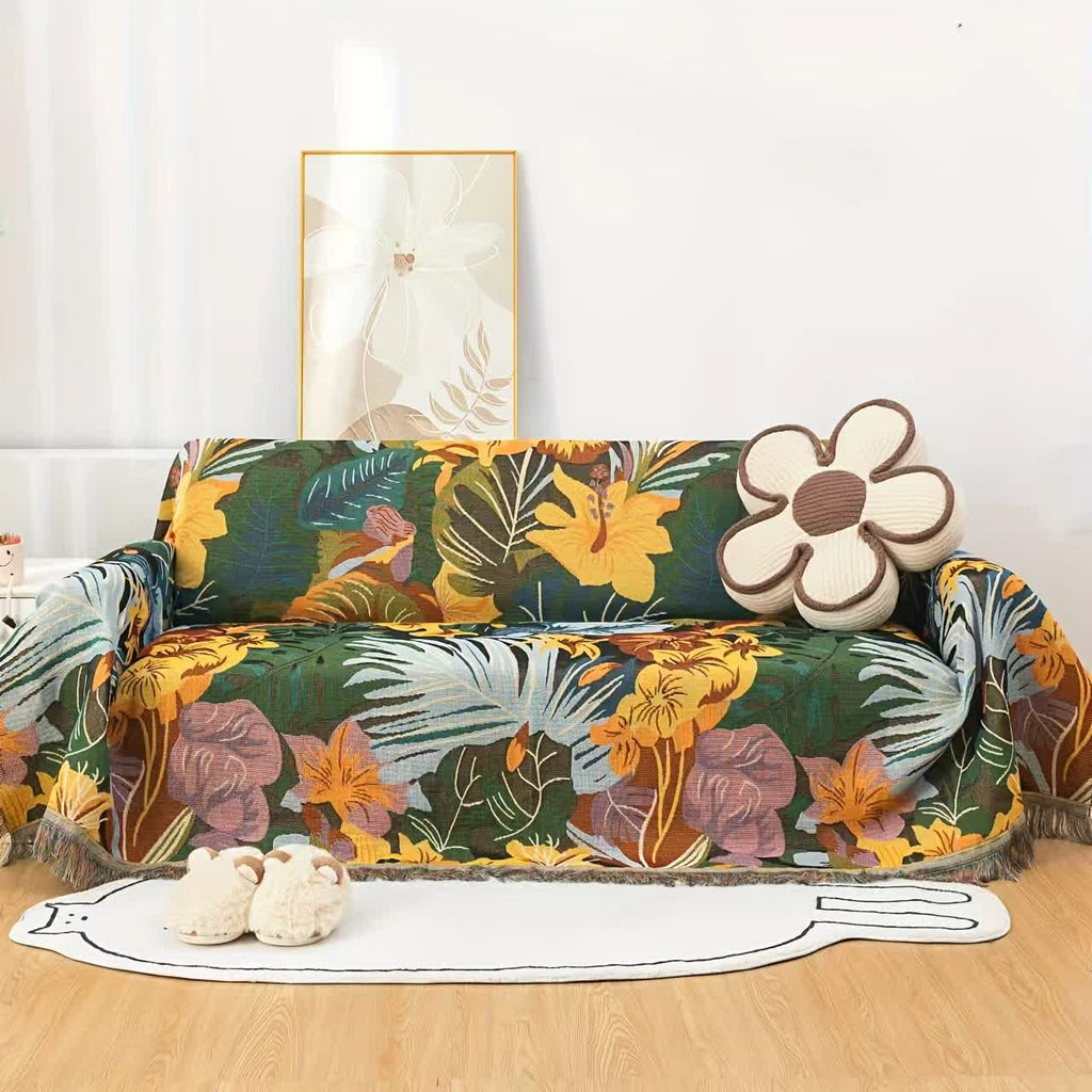 Jungle Flower Sofa Throw Blanket