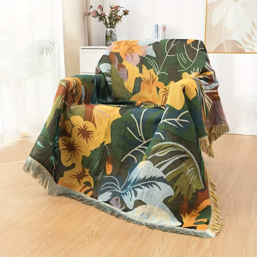 Jungle Flower Sofa Throw Blanket