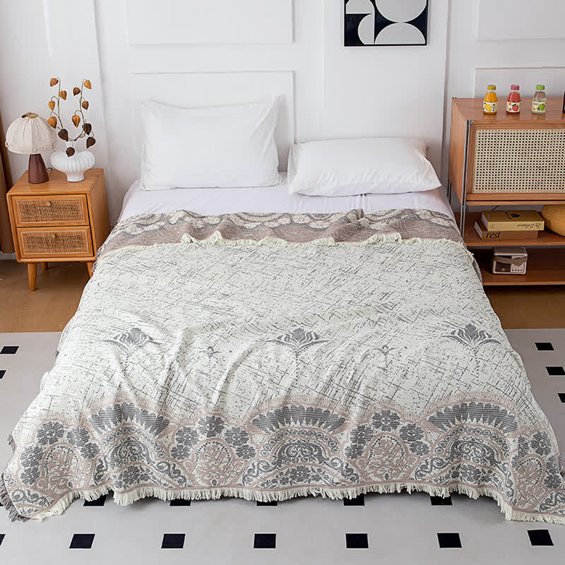 Reversible Retro Floral Natural Cotton Quilt