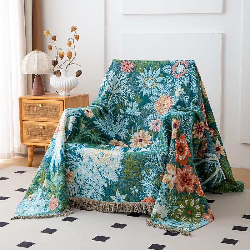 Forest Daisy Cotton Gauze Tassel Quilt