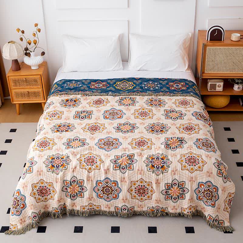 Ethnic Star-shaped Flower Cotton Quilt