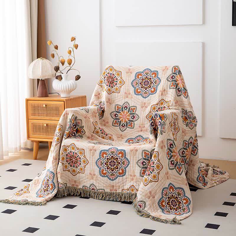 Ethnic Star-shaped Flower Cotton Quilt