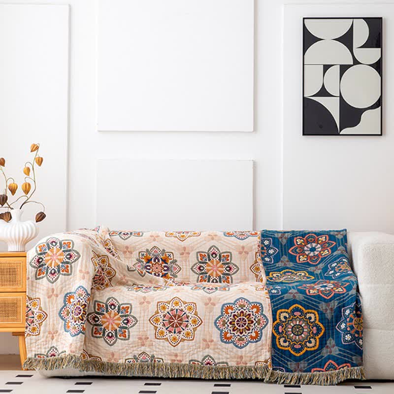 Ethnic Star-shaped Flower Cotton Quilt