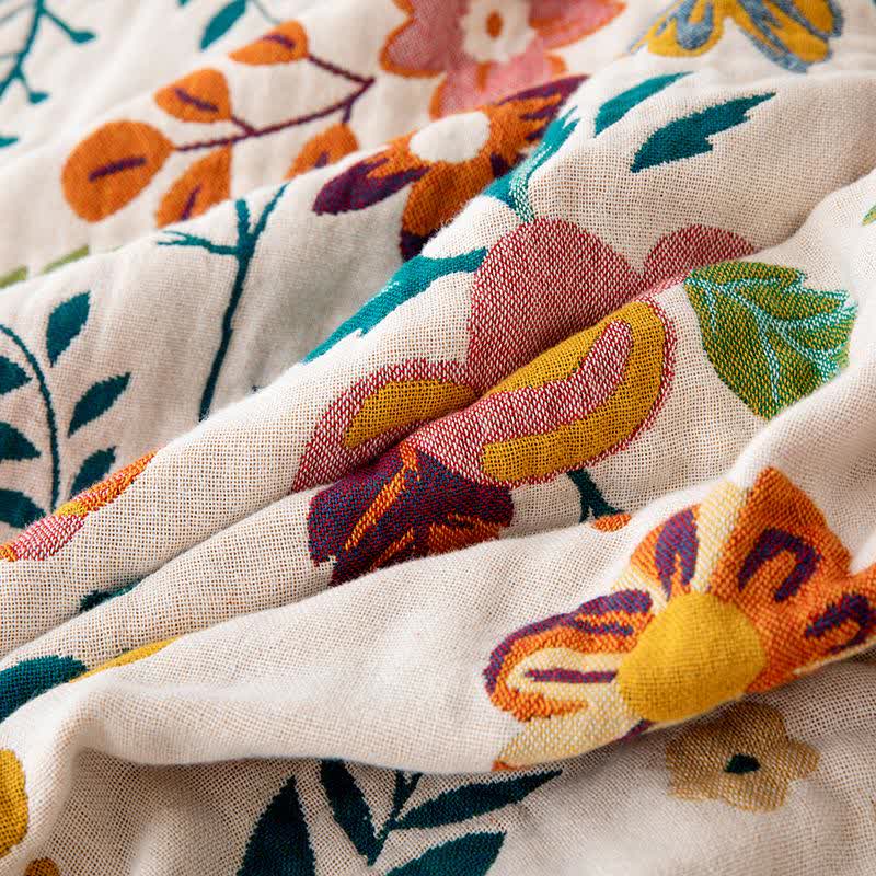 Colorful Flower Leaf Cotton Tassel Quilt