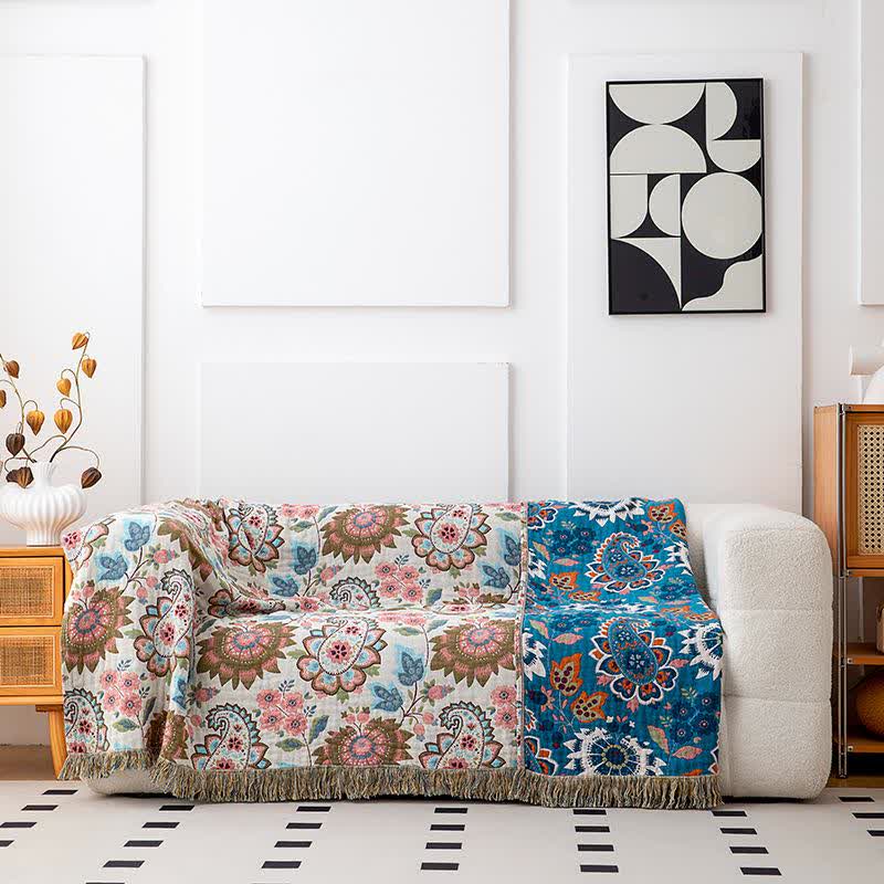 Ethnic Paisley Floral Cotton Gauze Quilt