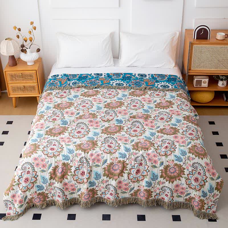 Ethnic Paisley Floral Cotton Gauze Quilt