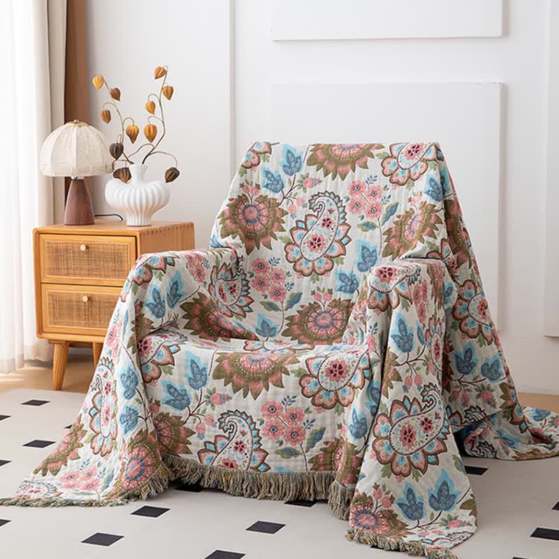 Ethnic Paisley Floral Cotton Gauze Quilt