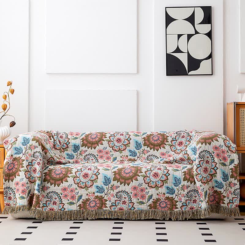 Ethnic Paisley Floral Cotton Gauze Quilt