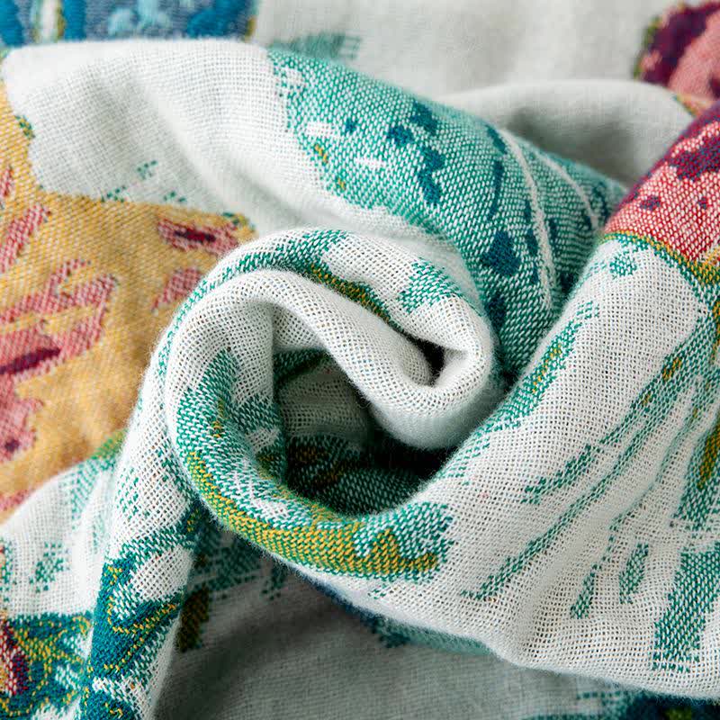 Green Field Flower Cotton Tassel Quilt