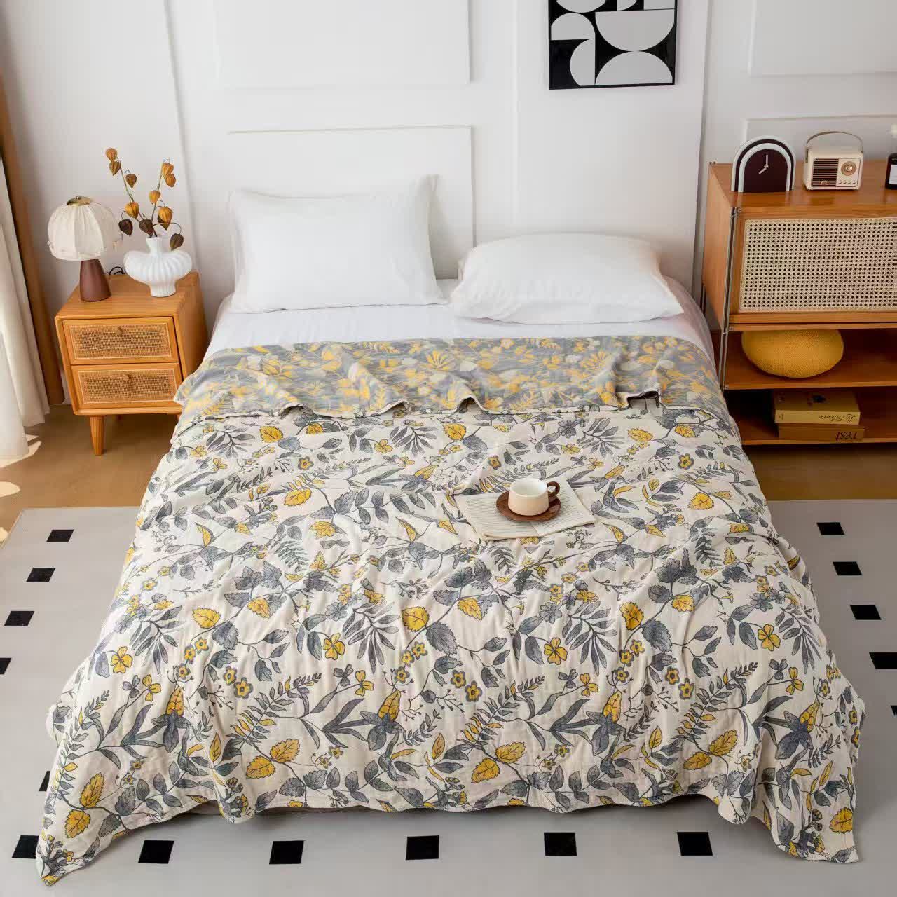 Floral Cotton Multi-layer Gauze Quilt