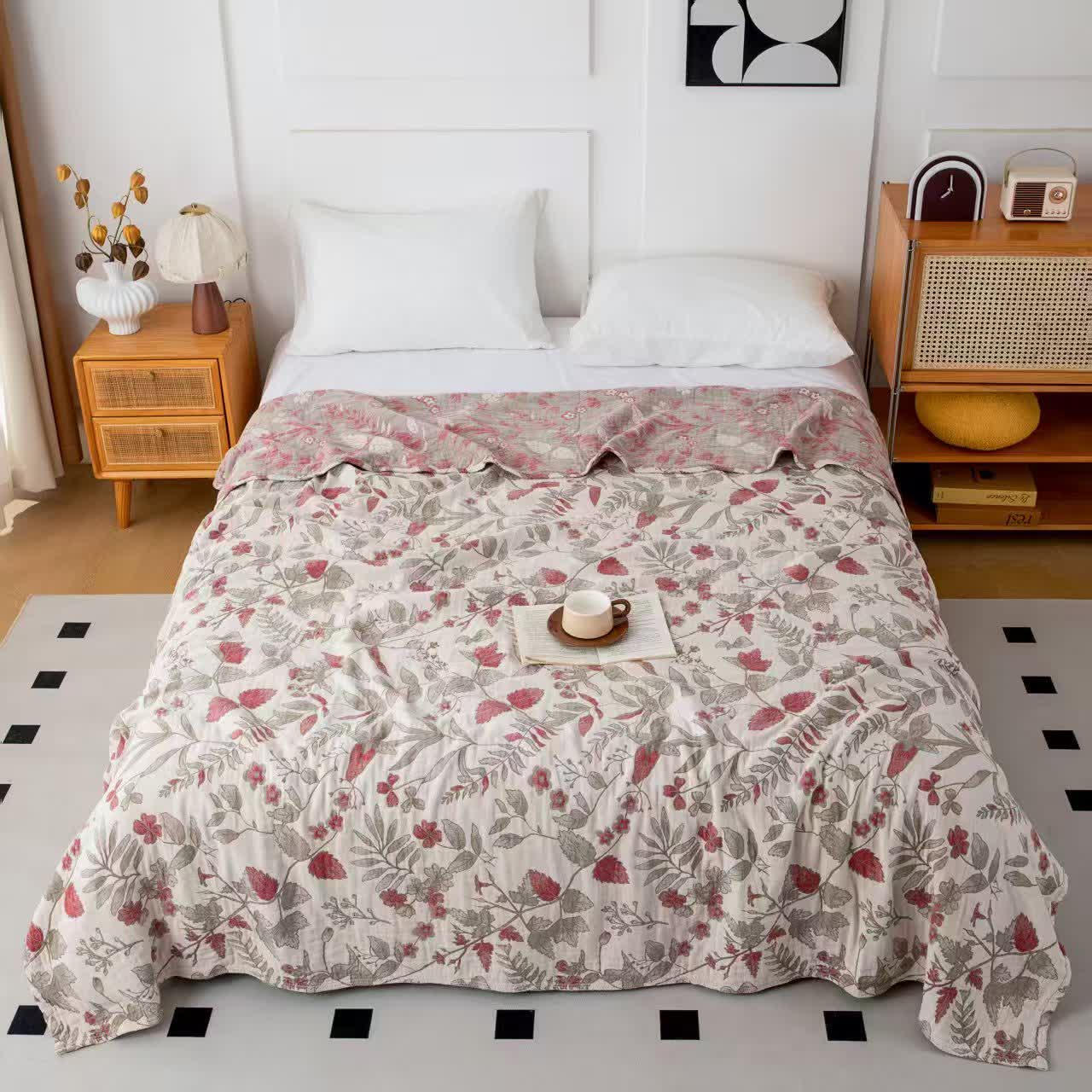 Floral Cotton Multi-layer Gauze Quilt